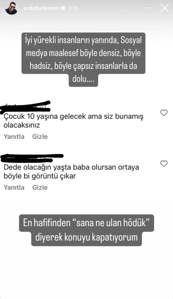 arda turkmen den kiziyla paylasimina gelen yorumlara isyan